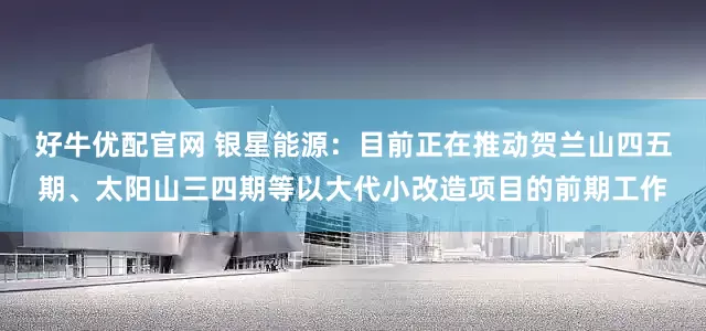 好牛优配官网 银星能源：目前正在推动贺兰山四五期、太阳山三四期等以大代小改造项目的前期工作